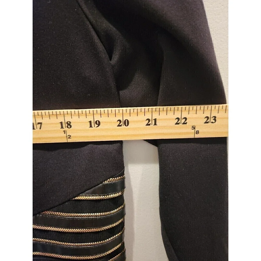 Eloquii Black Dress Gold Zipper Accents at sides for slimming effect long Sleeve - Picture 7 of 9
